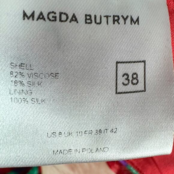 MAGDA BUTRYM Mundo Ruched Floral Velvet Mini Dress Red Multi Size US 6 - Picture 8 of 15